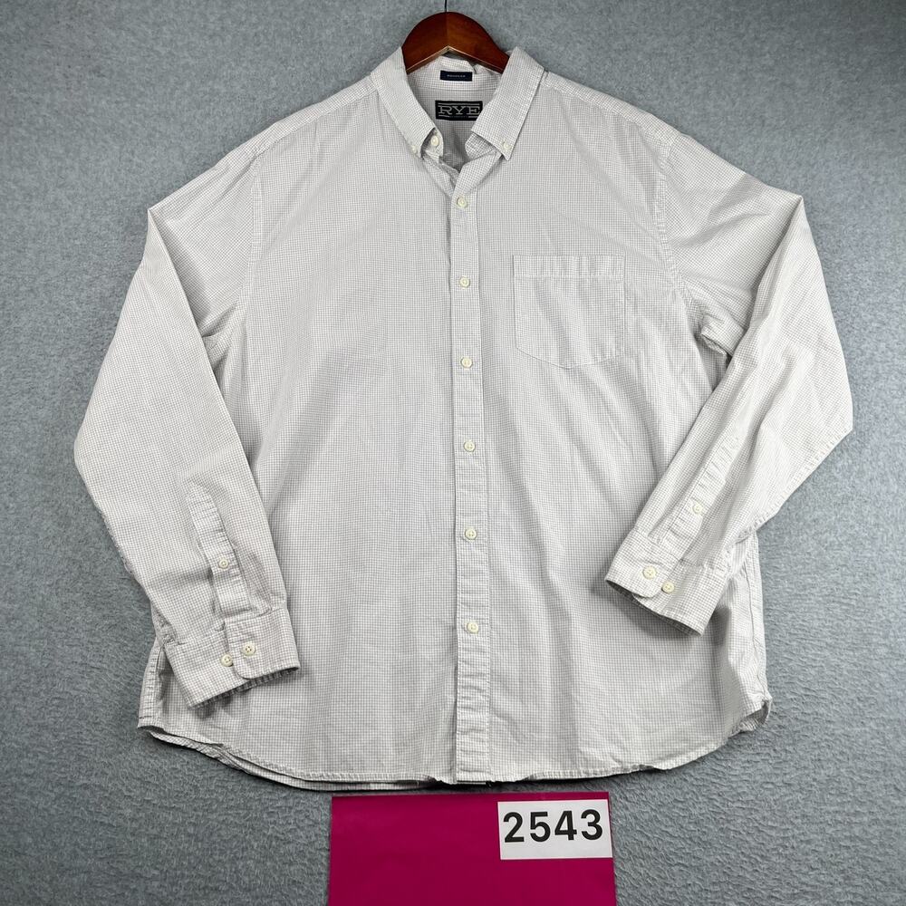 RYE By Hawker Rye Regular Fit Shirt White Check Button Up Long Sleeve Mens XL